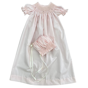 Rosebud Daygown & Bonnet - Pink