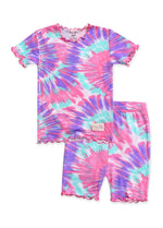 Load image into Gallery viewer, Girls Pajama Set - Purple Pink Tie Dye
