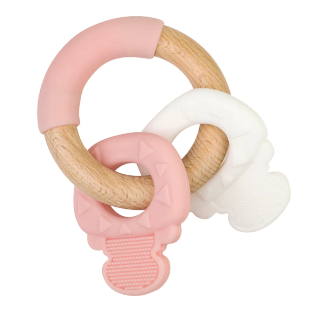 Wood & Silicon Teething Key Ring